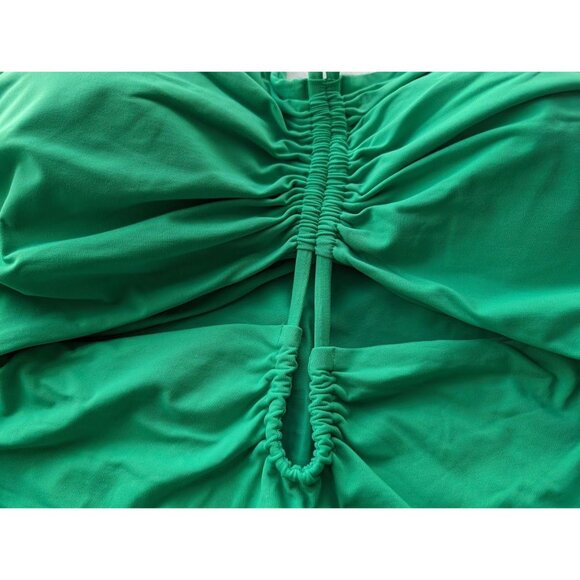 Women's CALIA Shirred Cutout One Piece Swimsuit Size 14 Green Glow Beach NEW - Picture 3 of 6